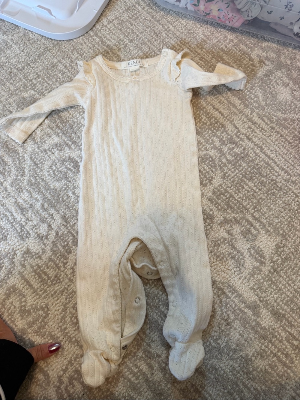 Kendall Kids Cream Ribbed Footed Pajamas
